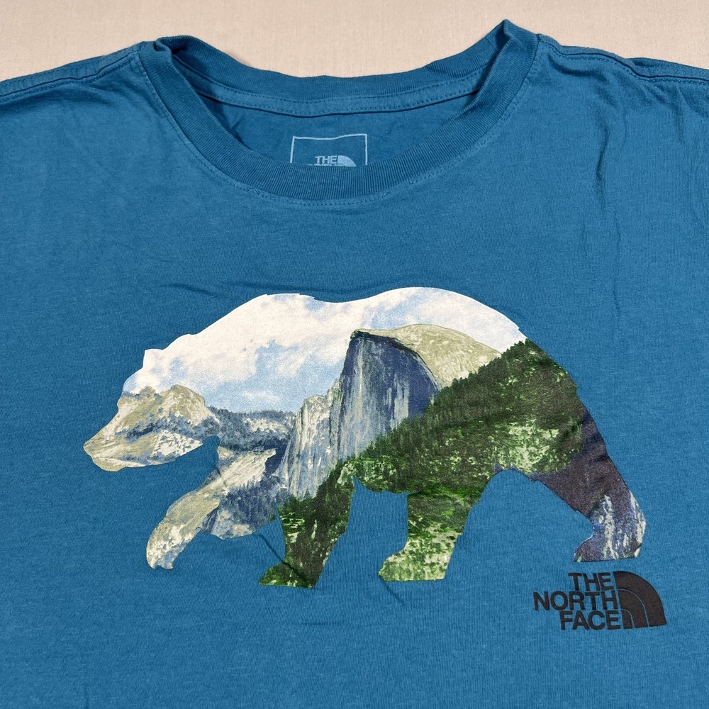 The North Face Yosemite Bear Graphic T-Shirt Size Large Teal Blue Cotton